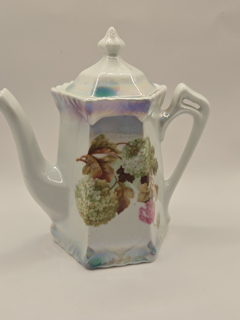 Iridescent Floral Porcelain Teapot Pitcher